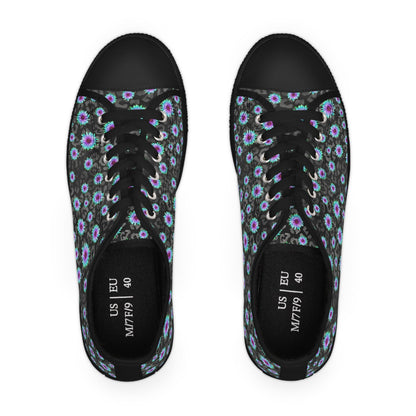 Blue Flower Leopard Cheetah Low Top Sneakers