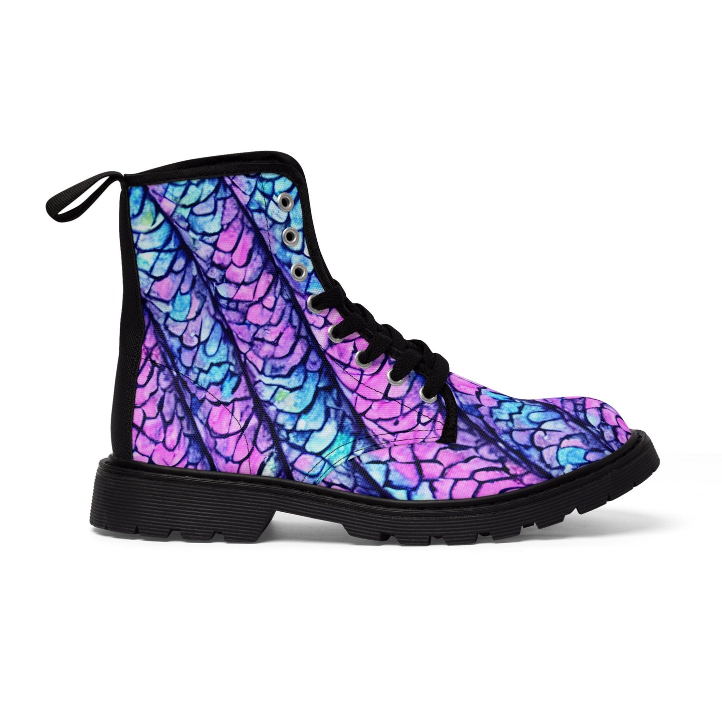 Purple Mermaid Dragon Scales Canvas Boots