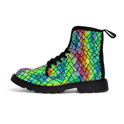 Rainbow Scales Mermaid Dragon Whimsical Canvas Boots