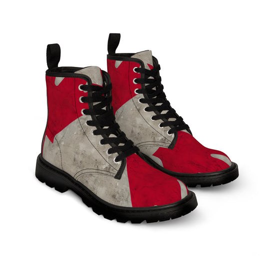 Mens Red Grey Canadian Canvas Boots