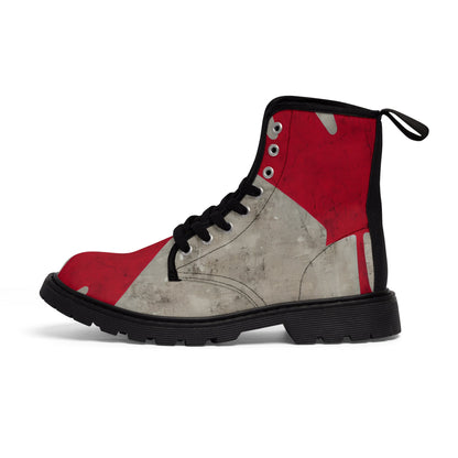 Mens Red Grey Canadian Canvas Boots