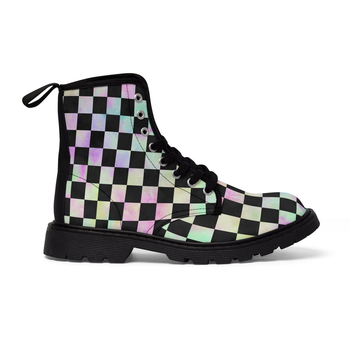 Checker Board Rainbow Canvas Boots