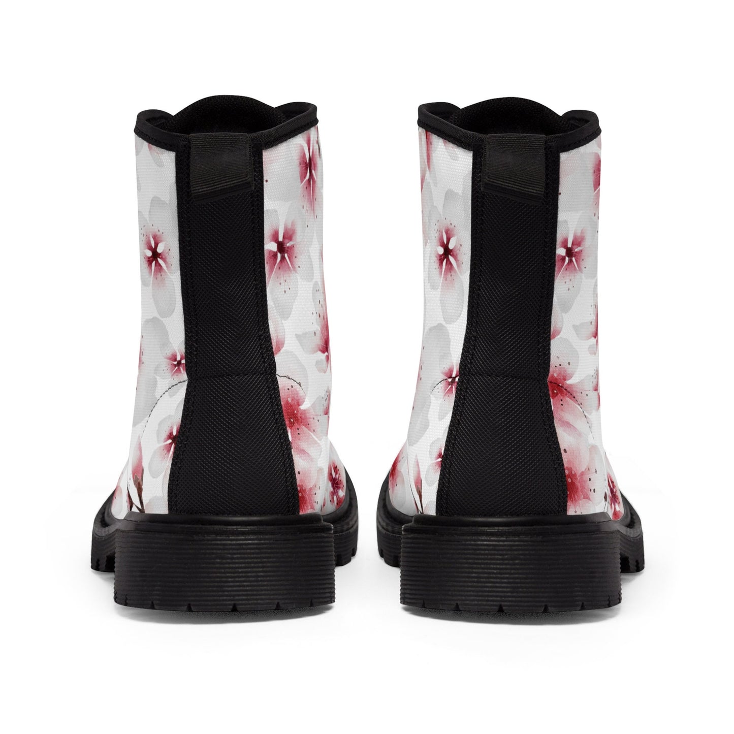 White Cherry Blossom Canvas Boots