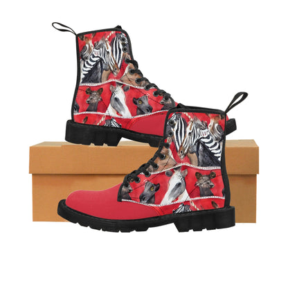 Watercolor Zoo Animal Canvas Boots