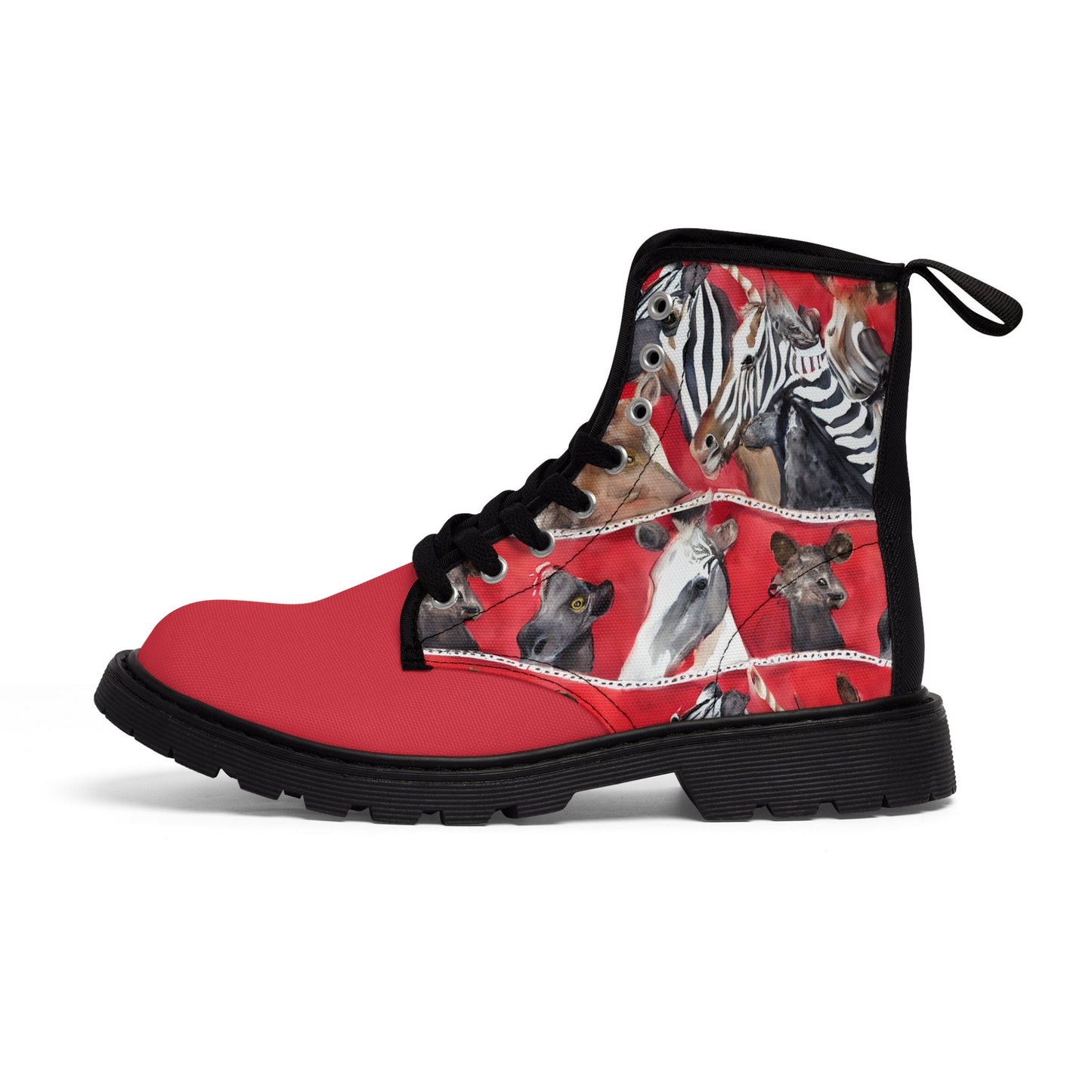 Watercolor Zoo Animal Canvas Boots