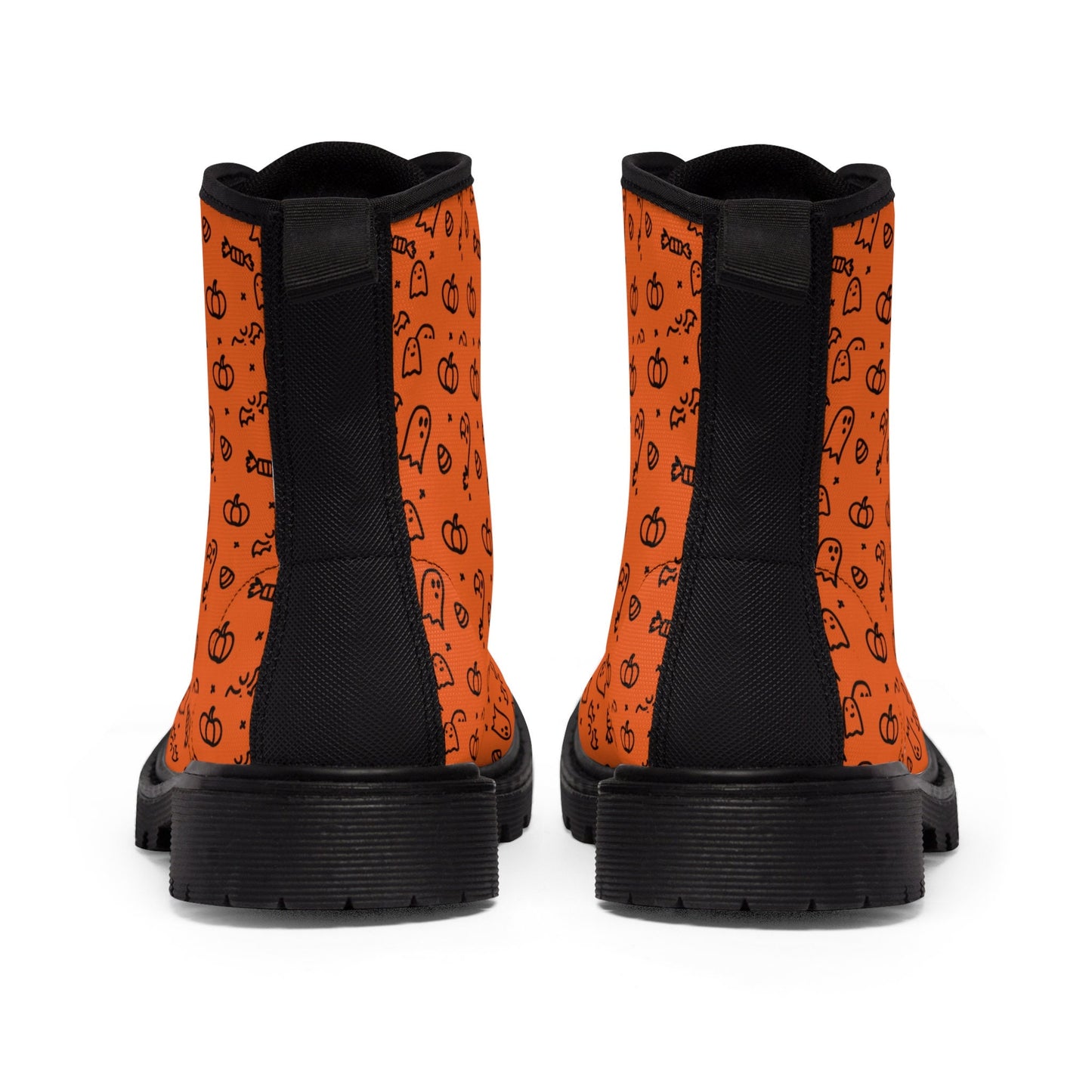 Orange Halloween Ghost Pumpkin Candy Fall Canvas Boots