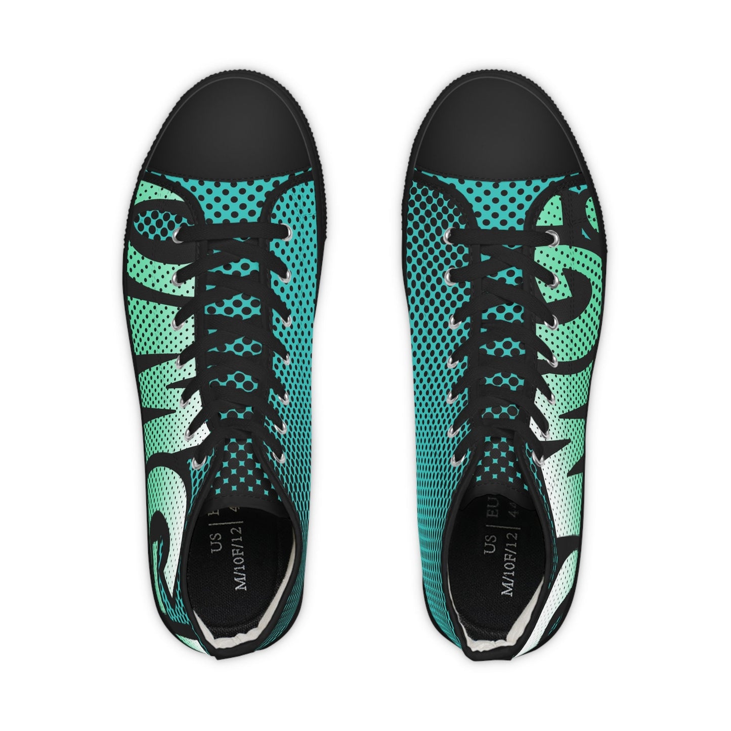 Mens Fit Pop Art Green Aqua Teal OMG Comic High Top Sneakers