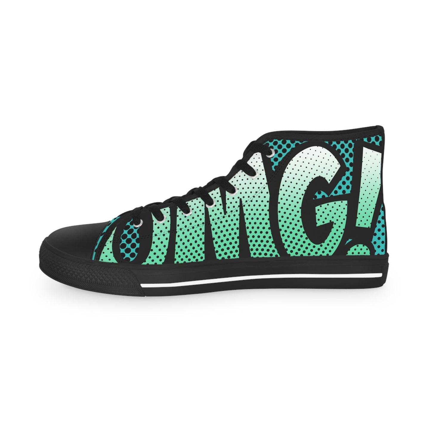 Mens Fit Pop Art Green Aqua Teal OMG Comic High Top Sneakers