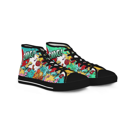 Mens Fit Pop Art Comic Multicolor Explosive High Top Sneakers