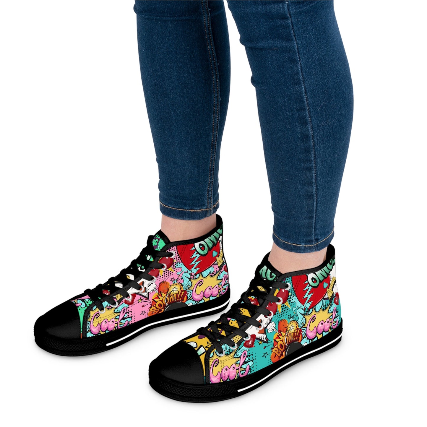 Popart Cherry Boom Multicolor Comic book High Top Sneakers