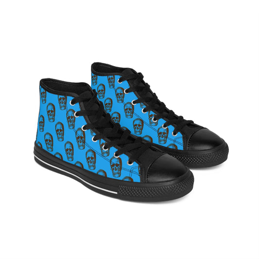 Mens Fit Skulls Blue Black High Top Sneakers