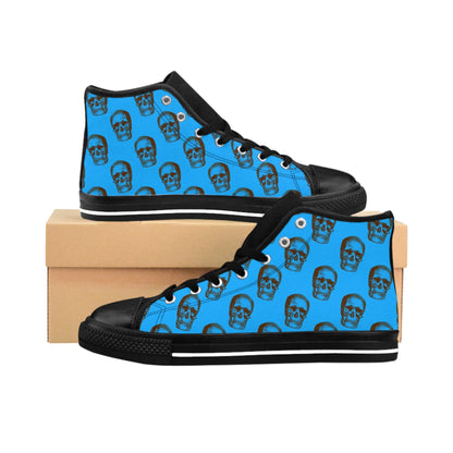 Mens Fit Skulls Blue Black High Top Sneakers