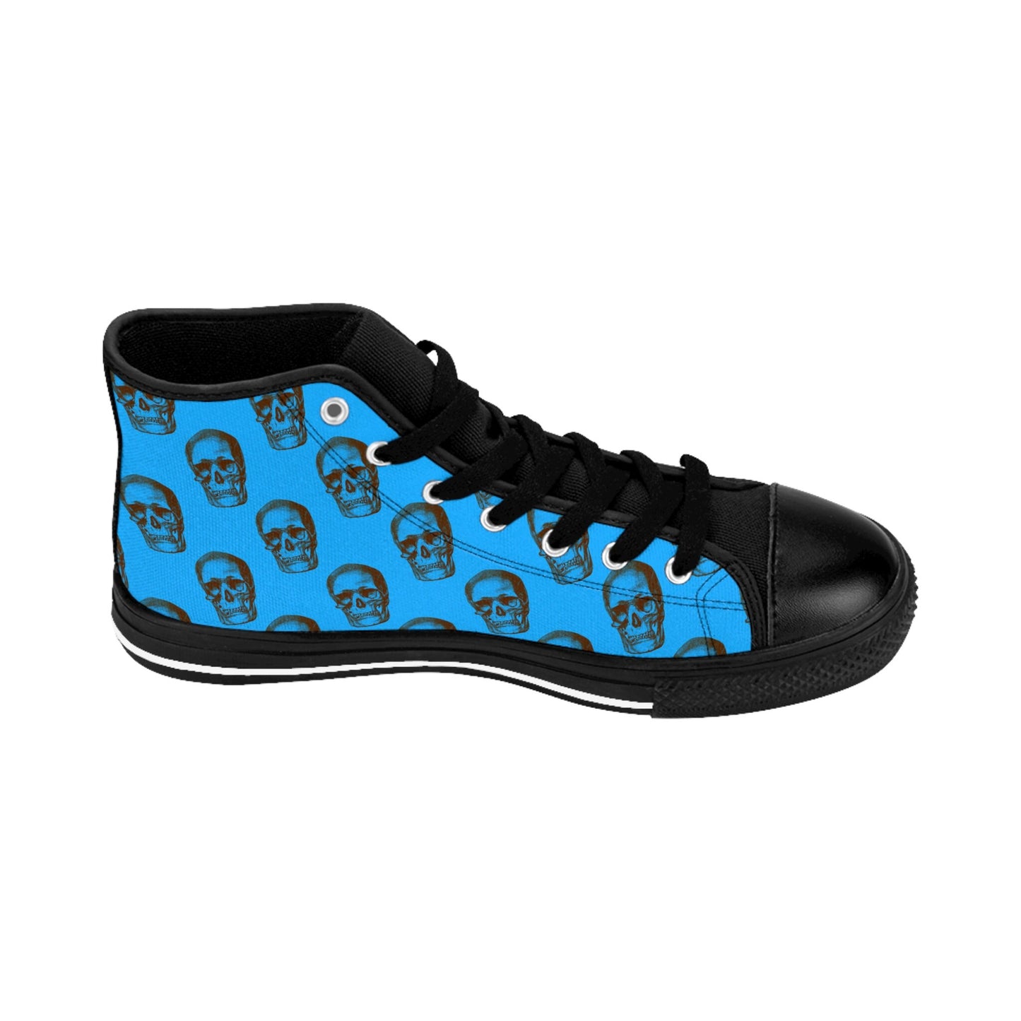 Mens Fit Skulls Blue Black High Top Sneakers