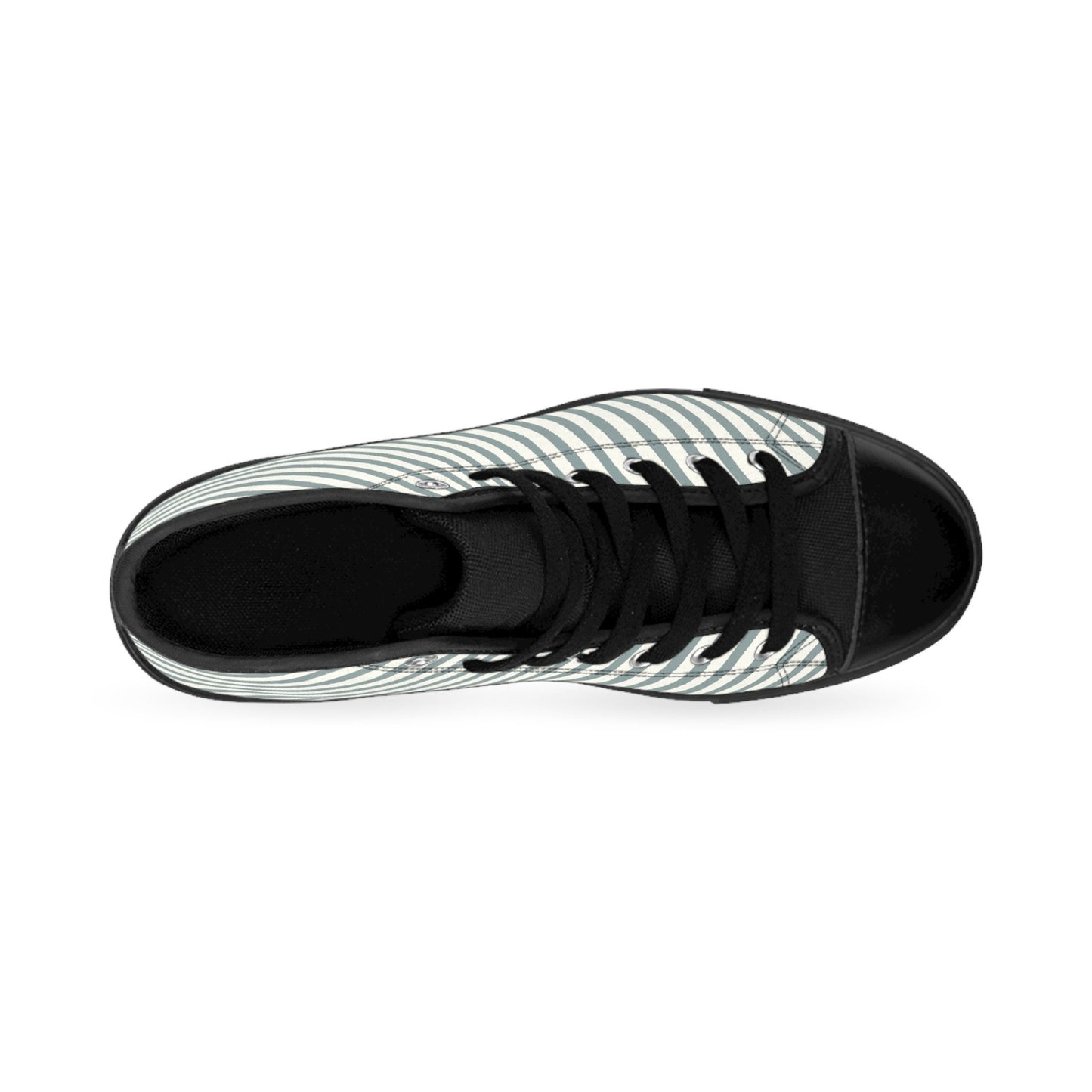 Mens Fit White Gray Stripe Black High Top Sneakers