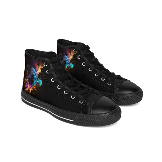 Mens Fit Black Rainbow Smoke Clouds High Top Sneakers