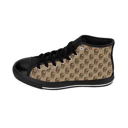 Mens Fit Tan Brown Skulls Gothic High Top Sneakers