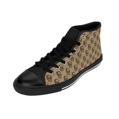 Mens Fit Tan Brown Skulls Gothic High Top Sneakers