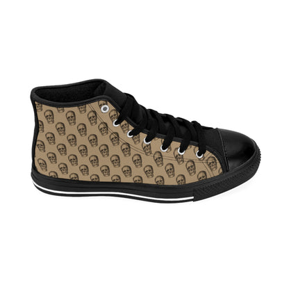 Mens Fit Tan Brown Skulls Gothic High Top Sneakers