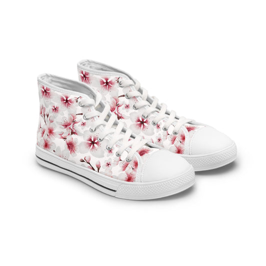 White Cherry Blossom High Top Sneakers