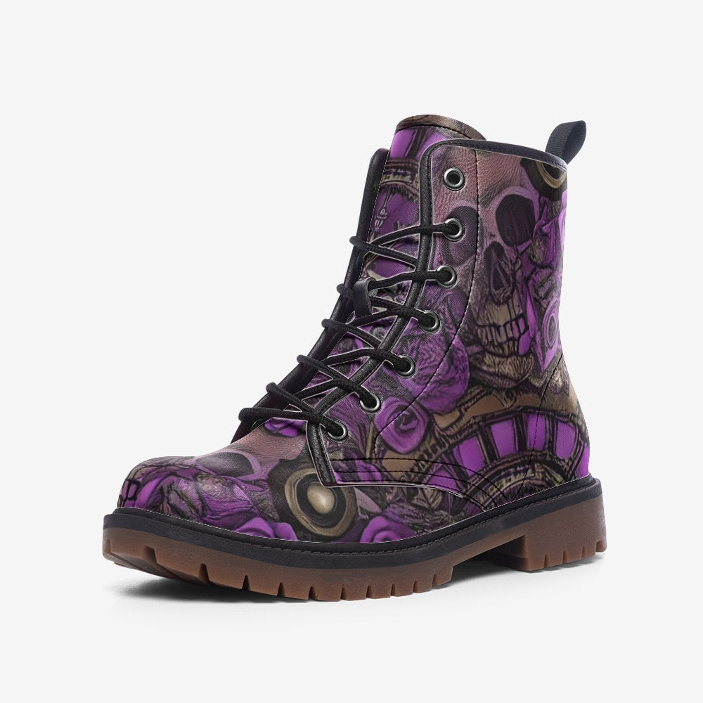 Purple Steampunk Gothic Casual Leather Lightweight Boot