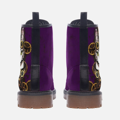 Steampunk Kitty Purple Casual Leather Lightweight Boots