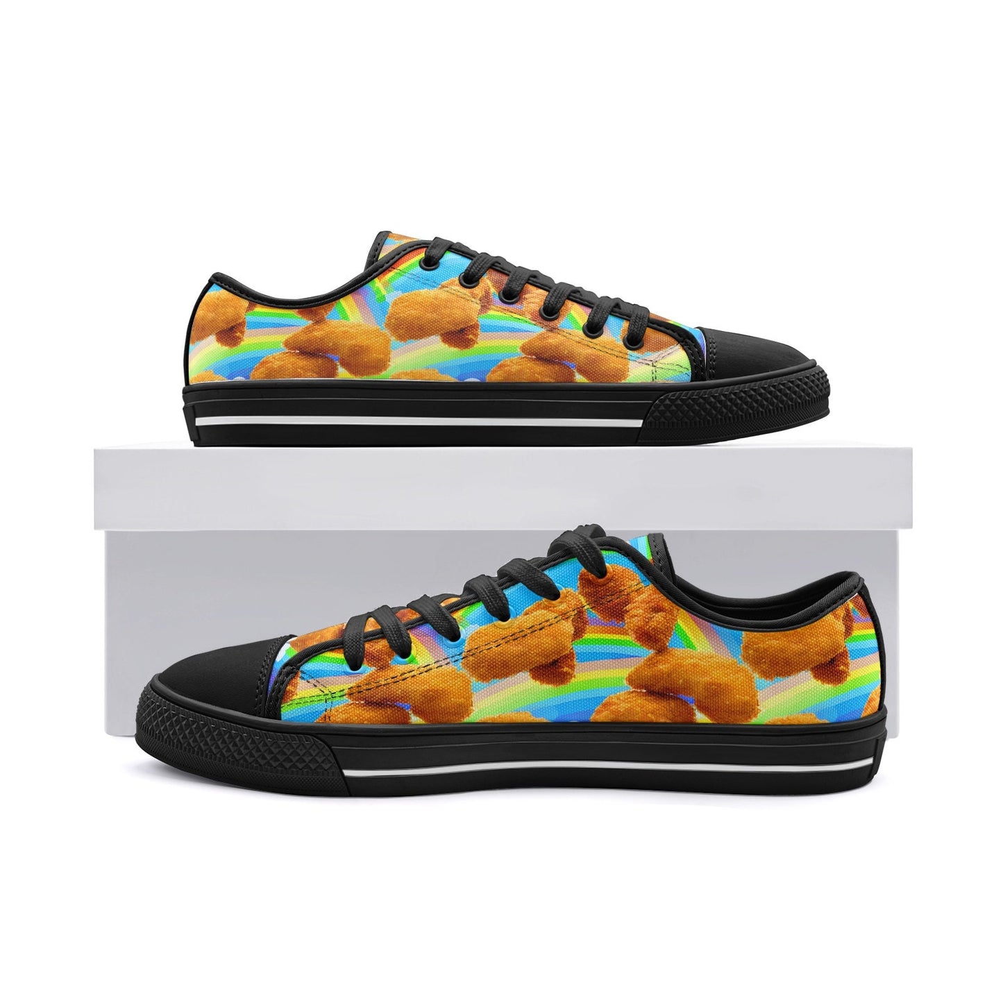 Chicken Nuggets Rainbows Low Top Canvas Shoes