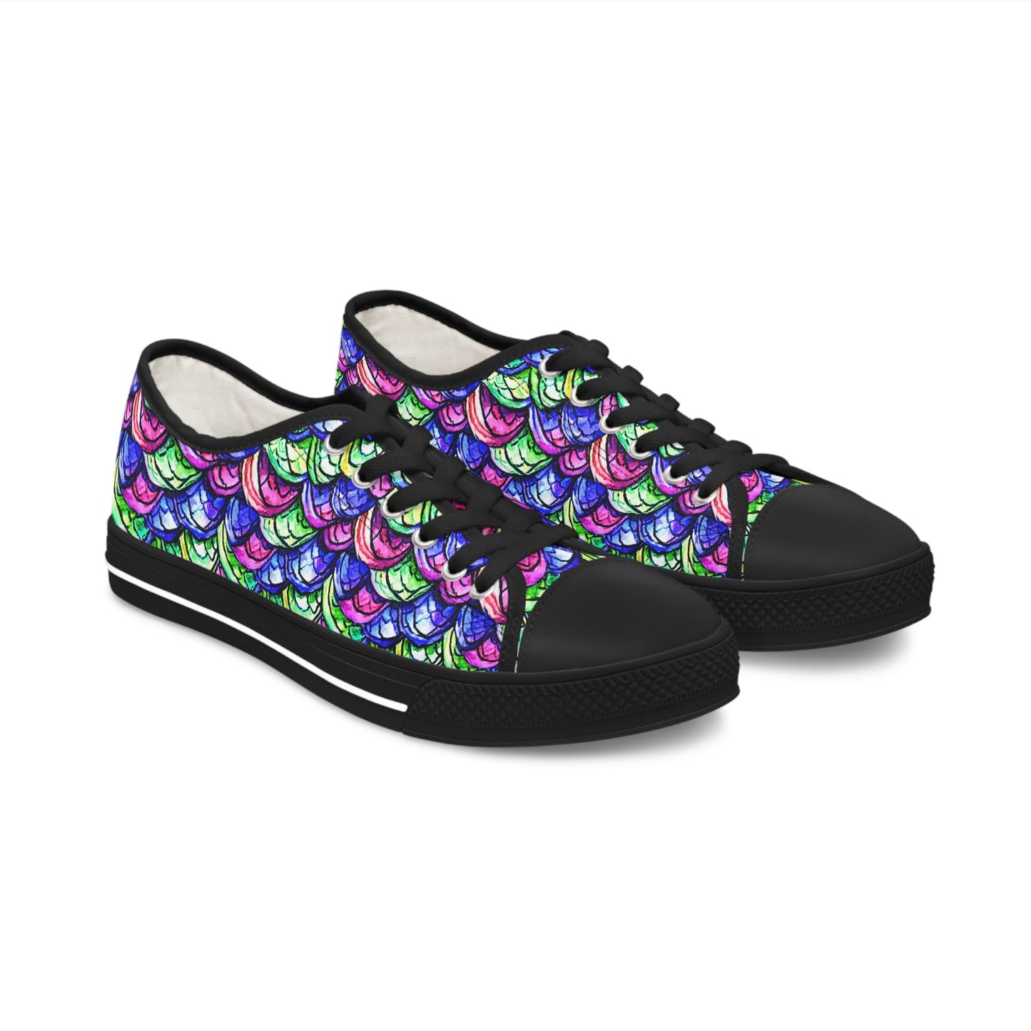 Bright Scales Mermaid Dragon Low Top Sneakers