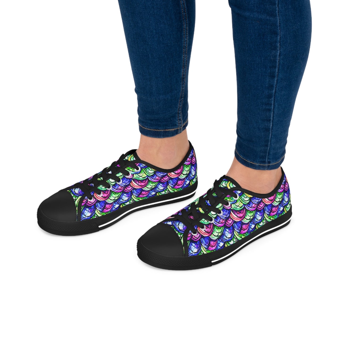 Bright Scales Mermaid Dragon Low Top Sneakers