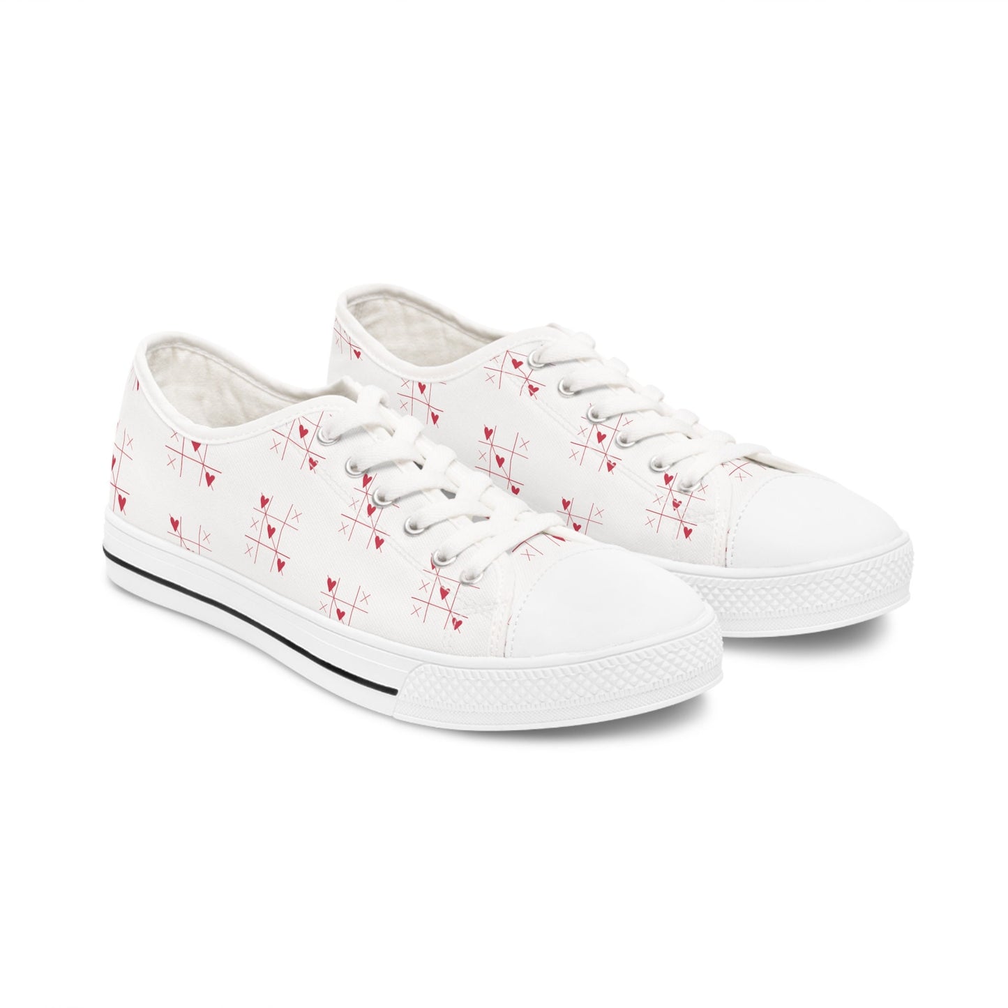 Tic Tac Toe Love Hearts Valentines Low Top Sneakers