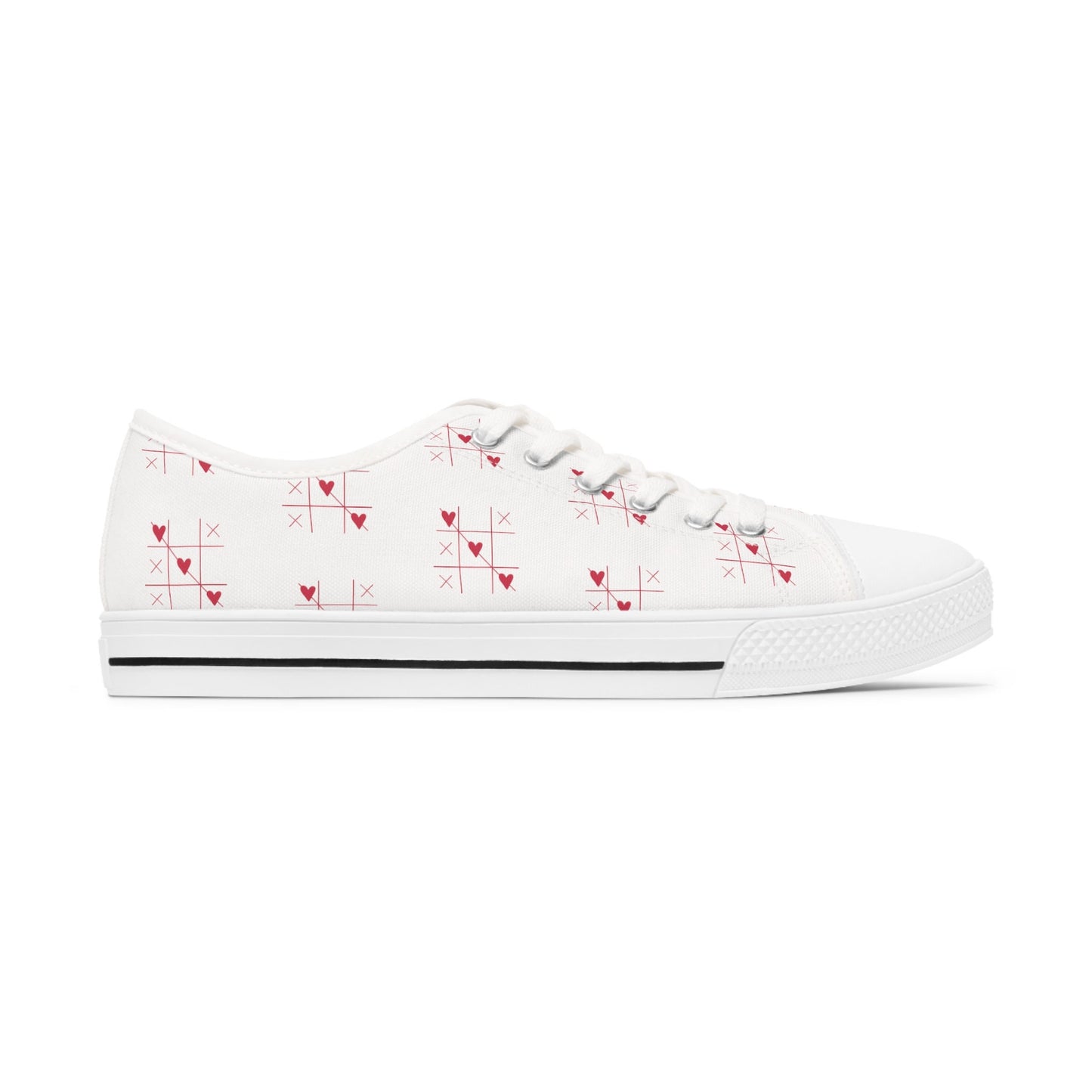 Tic Tac Toe Love Hearts Valentines Low Top Sneakers