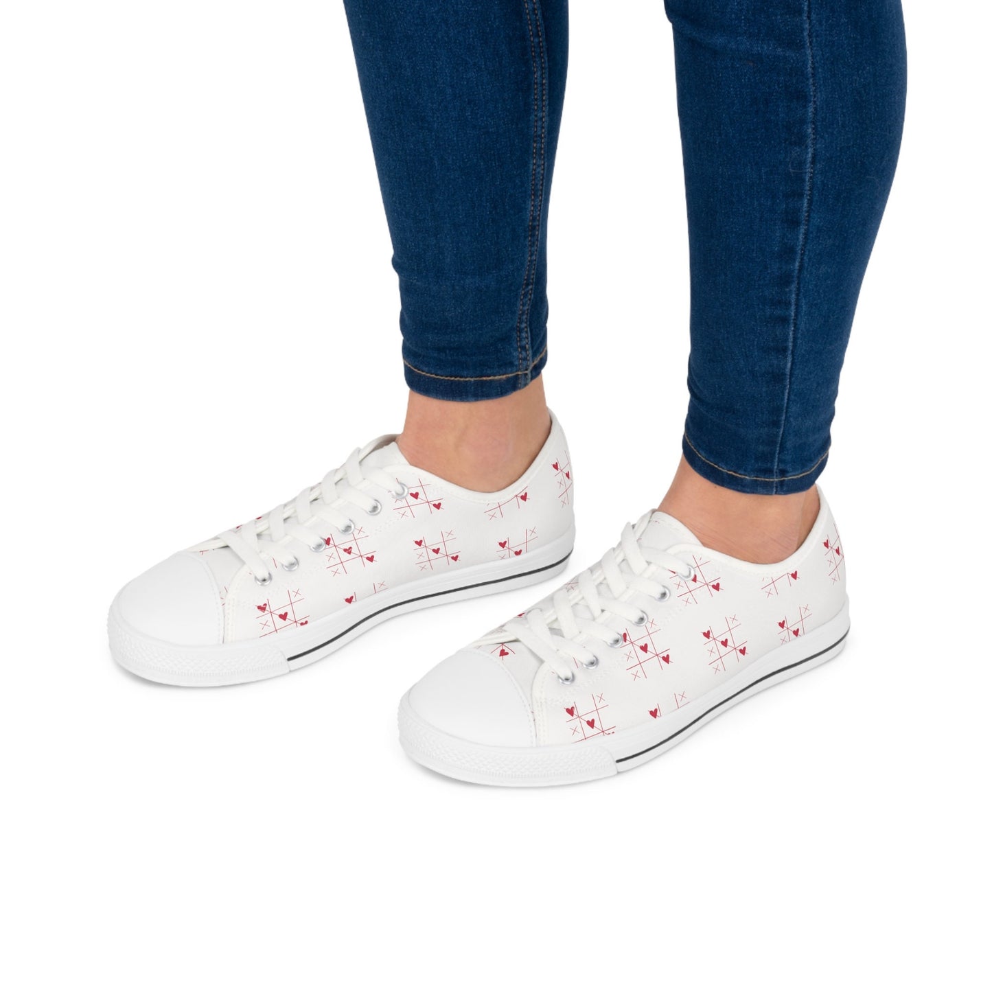 Tic Tac Toe Love Hearts Valentines Low Top Sneakers