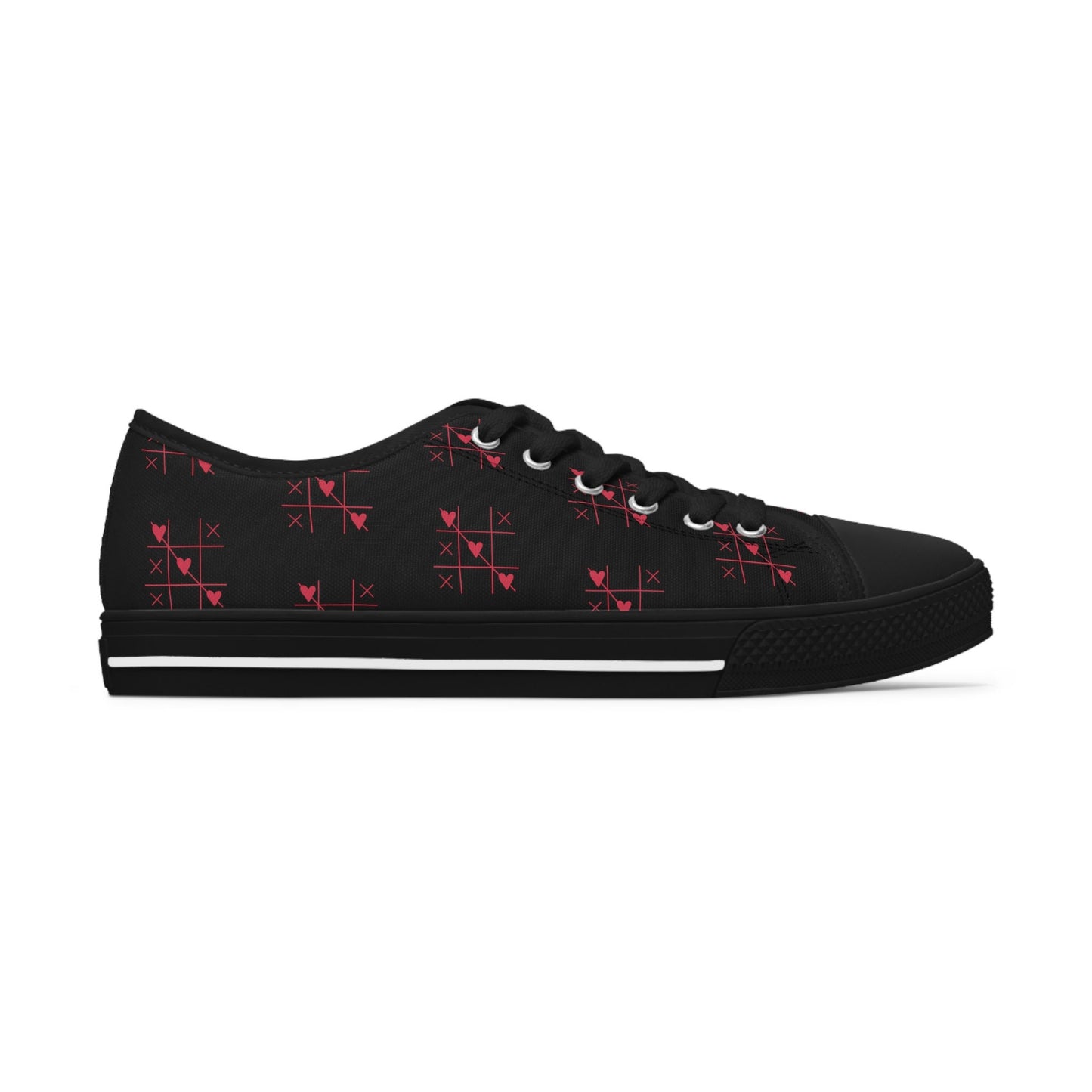 Tic Tac Toe Hearts Valentine Low Top Sneakers