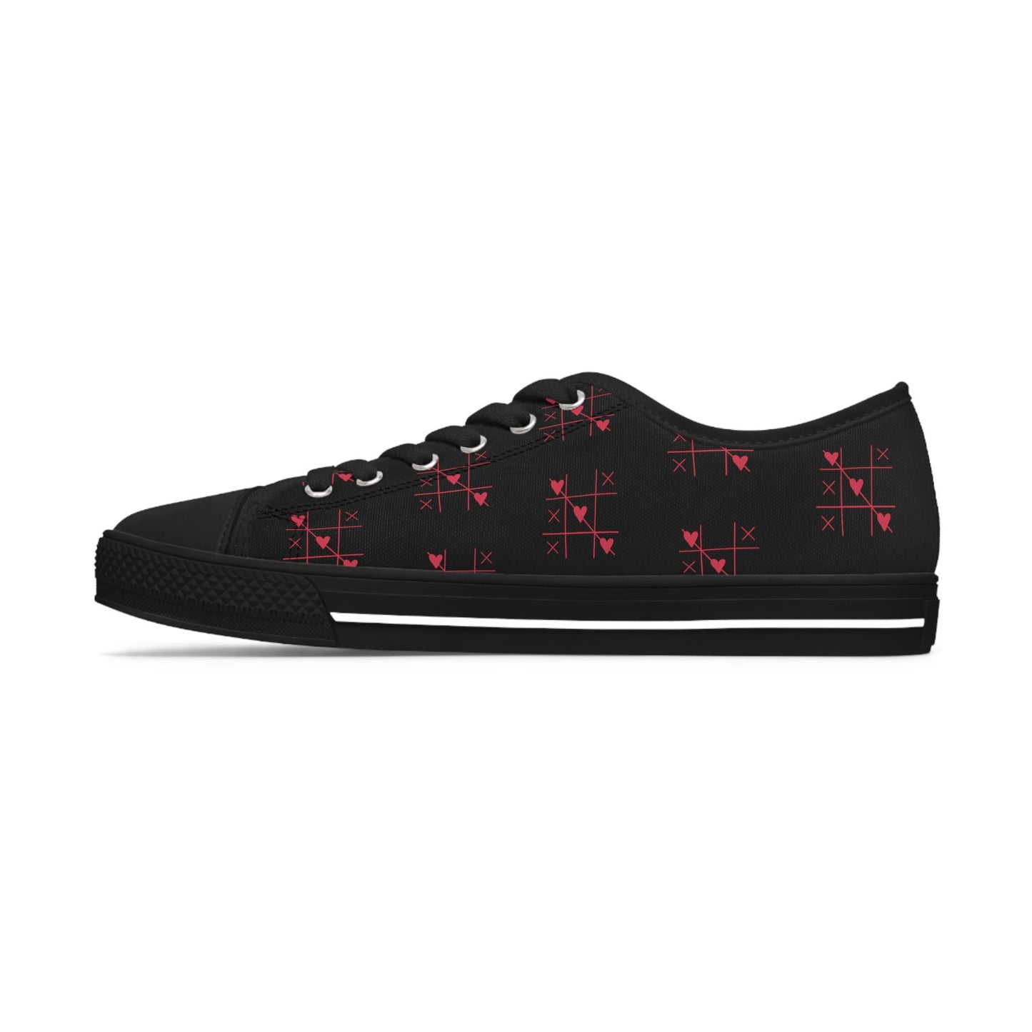 Tic Tac Toe Hearts Valentine Low Top Sneakers