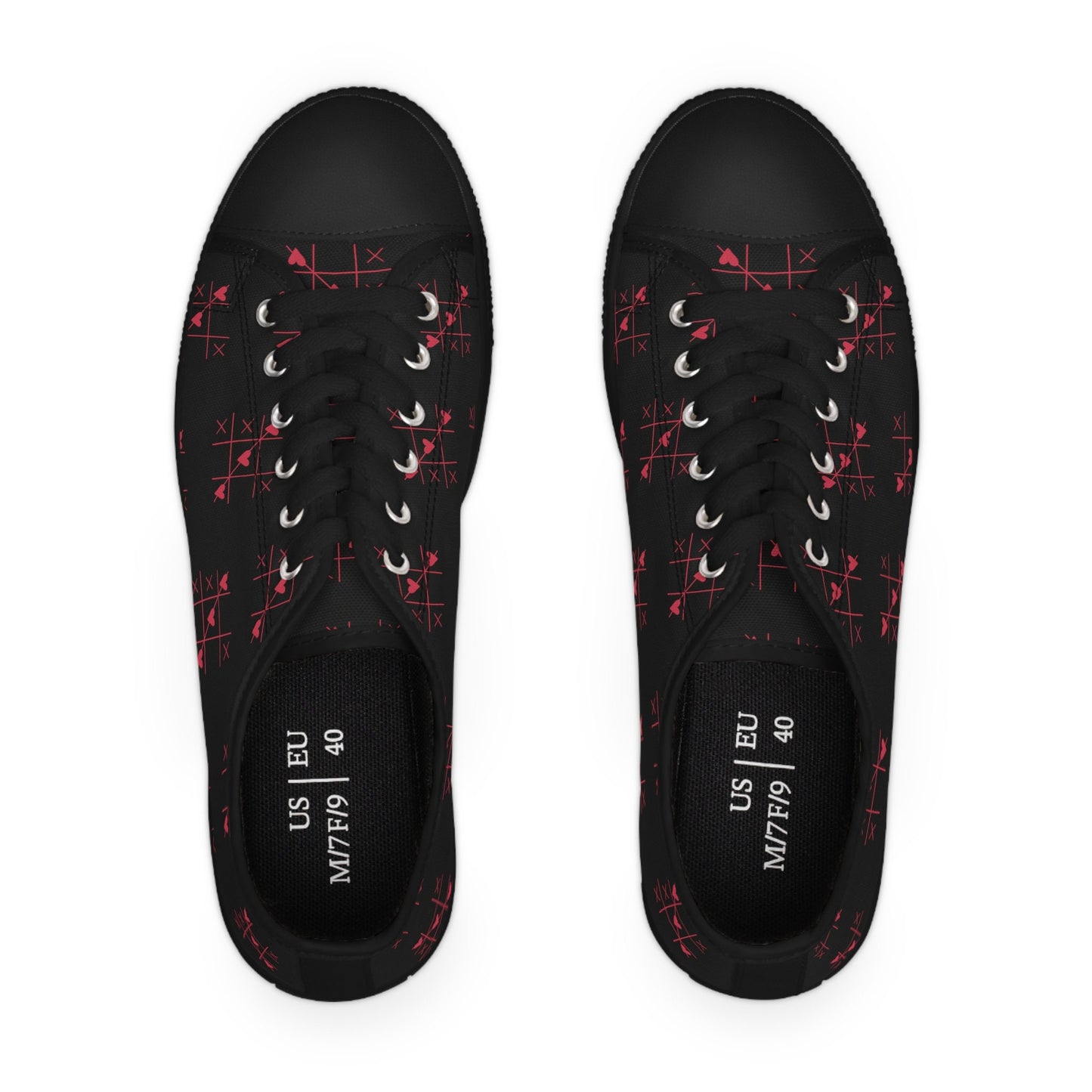 Tic Tac Toe Hearts Valentine Low Top Sneakers