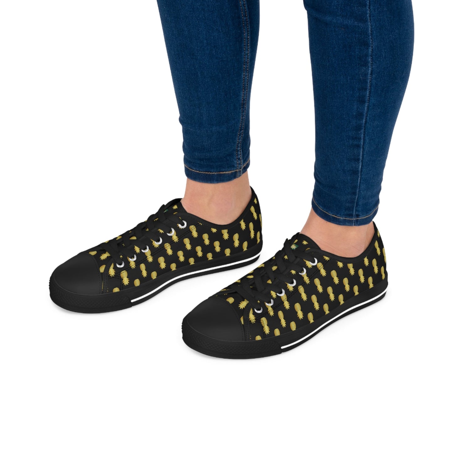 Black Upside Down Pineapple Low Top Sneakers