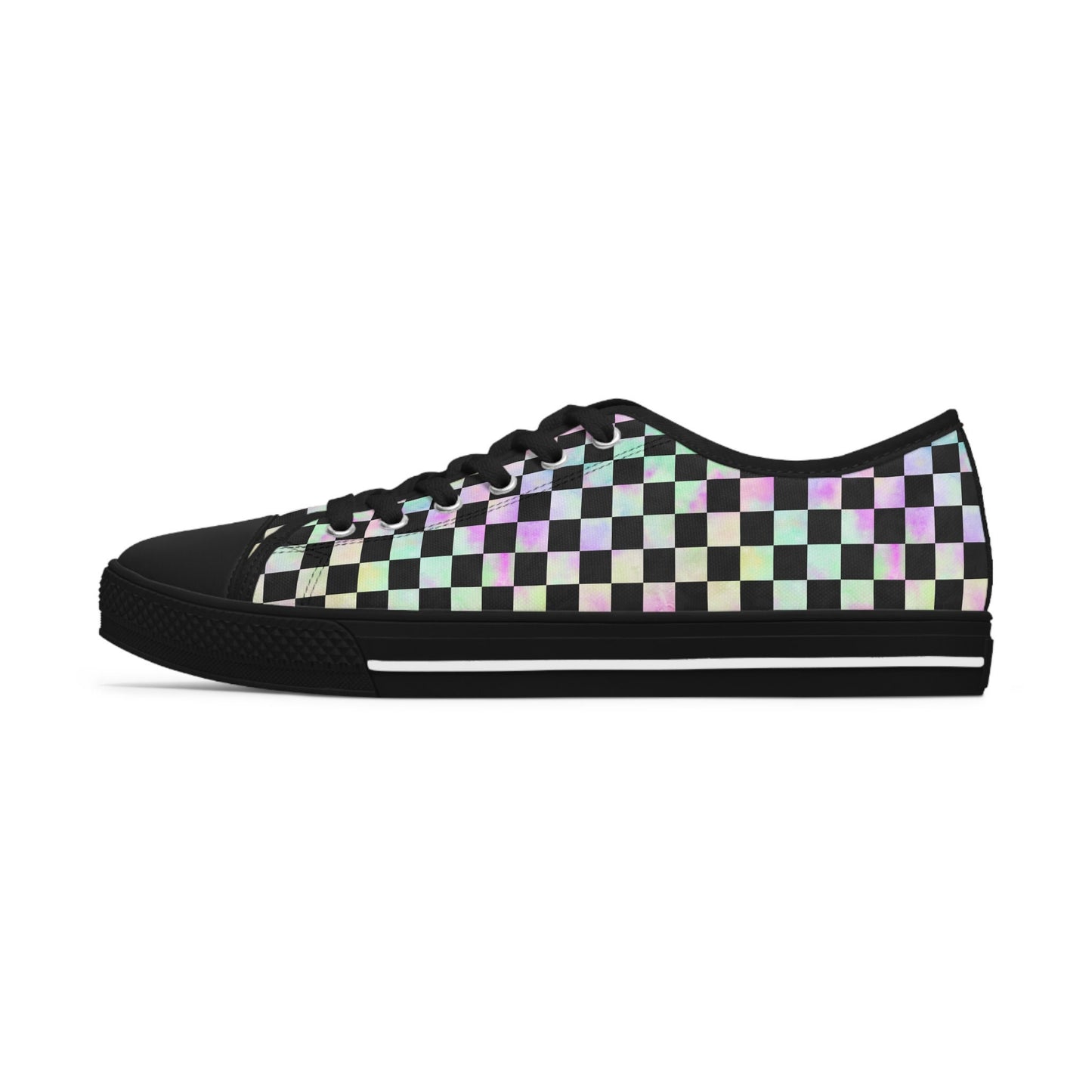 Rainbow Gradient Checkered Low Top Sneakers