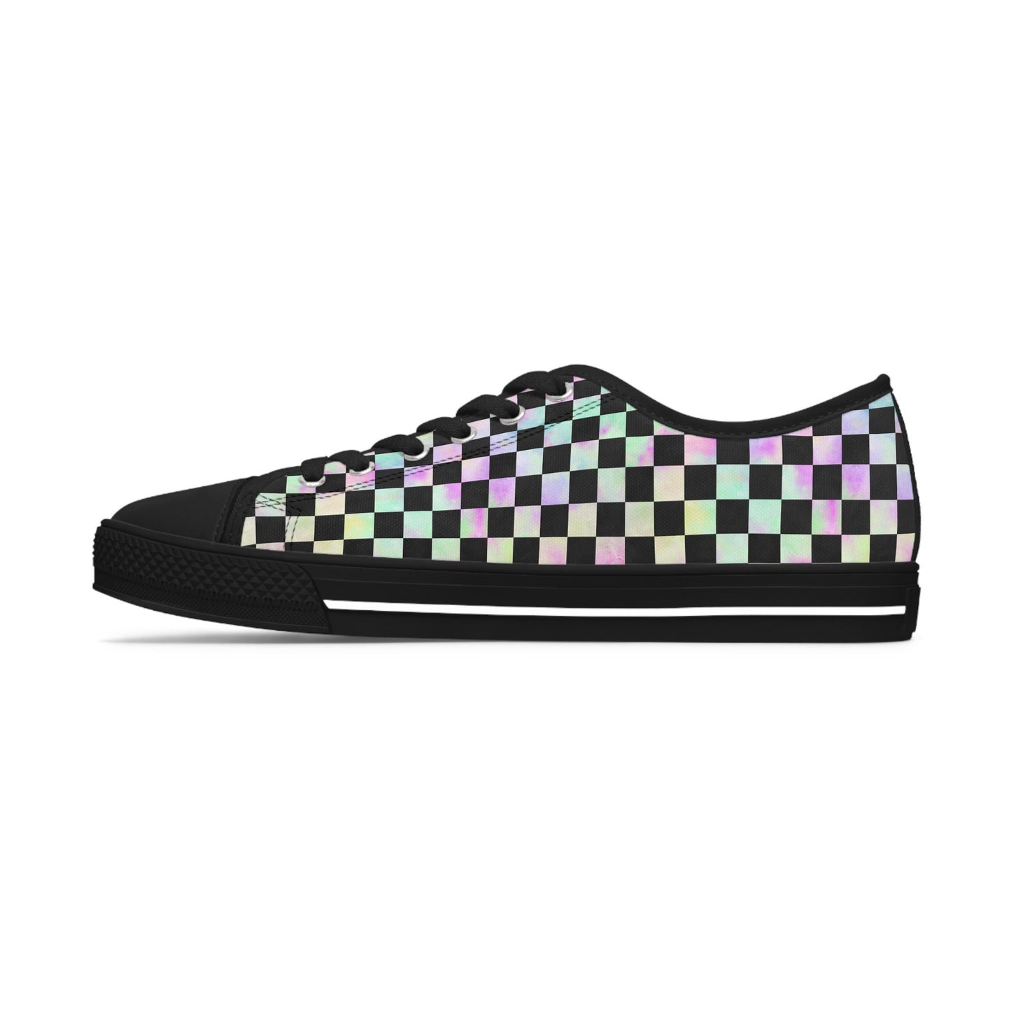 Rainbow Gradient Checkered Low Top Sneakers