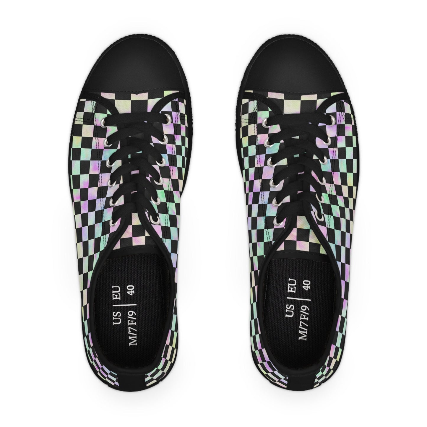 Rainbow Gradient Checkered Low Top Sneakers