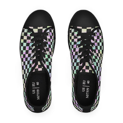 Rainbow Gradient Checkered Low Top Sneakers