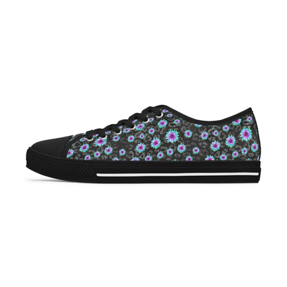 Blue Flower Leopard Cheetah Low Top Sneakers