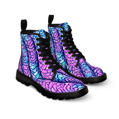 Purple Mermaid Dragon Scales Canvas Boots