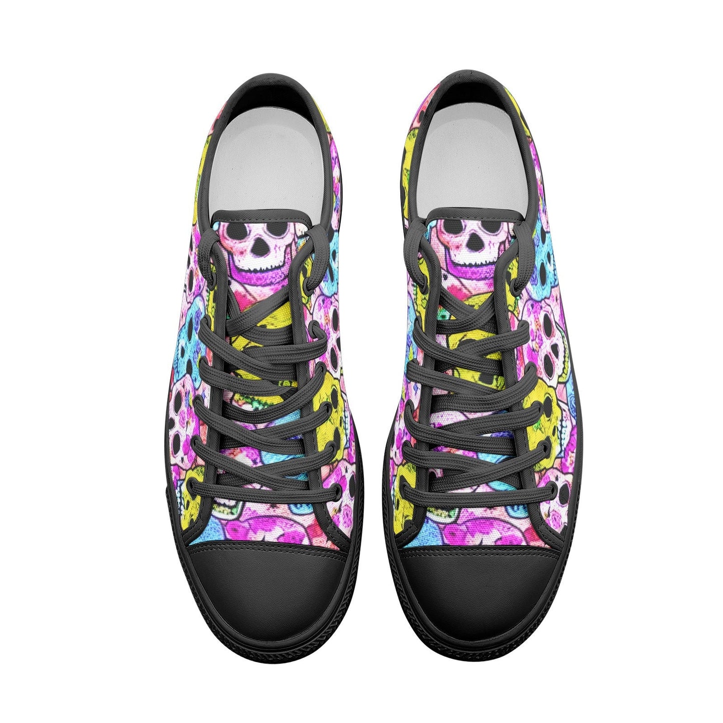 Skulls Party Pink Blue Yellow Low Top Canvas Shoes