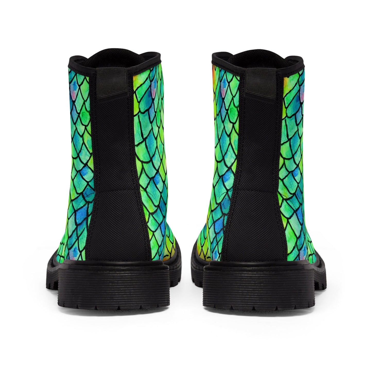 Rainbow Scales Mermaid Dragon Whimsical Canvas Boots