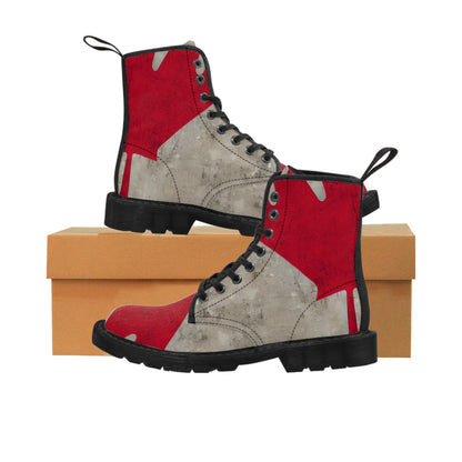 Mens Red Grey Canadian Canvas Boots