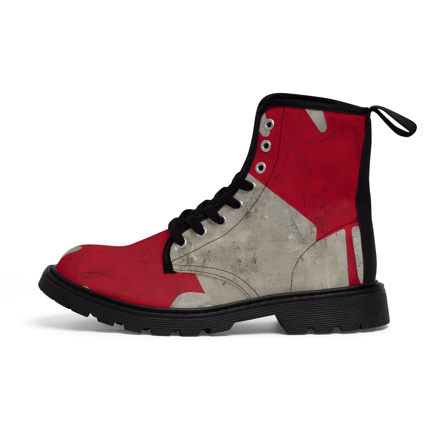 Mens Red Grey Canadian Canvas Boots