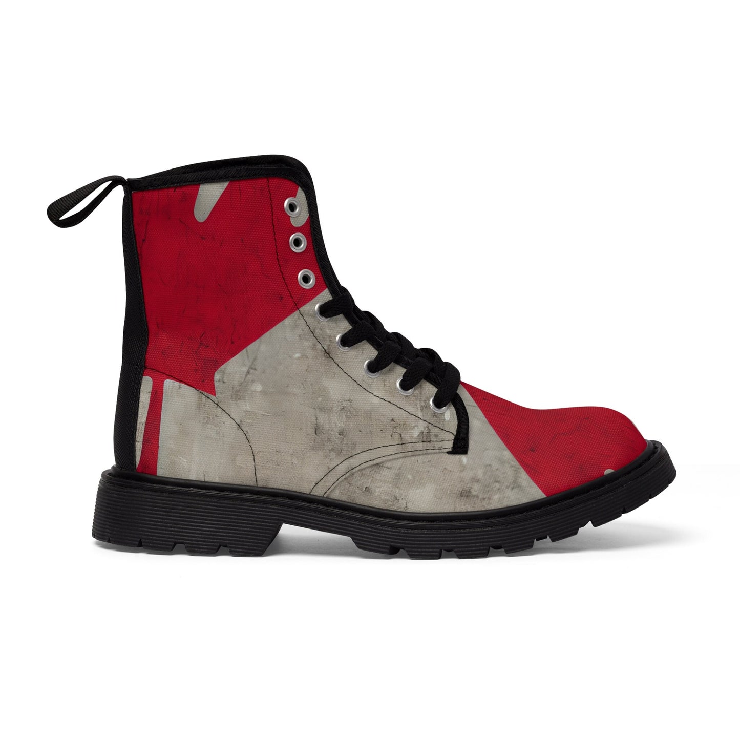 Mens Red Grey Canadian Canvas Boots