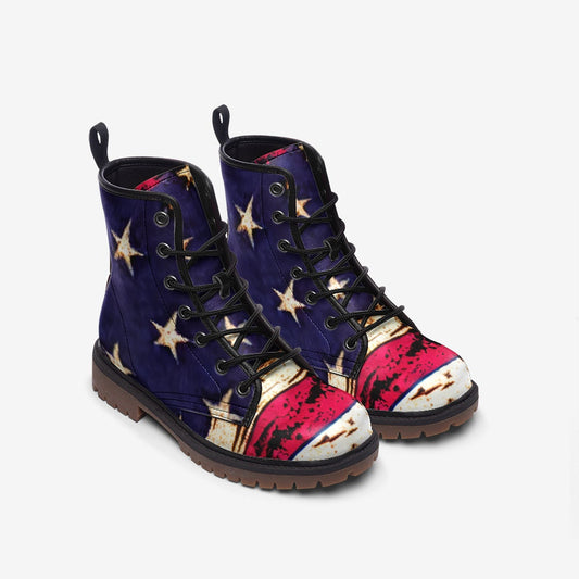 Retro American Flag Inspired Casual Leather Lightweight Boots