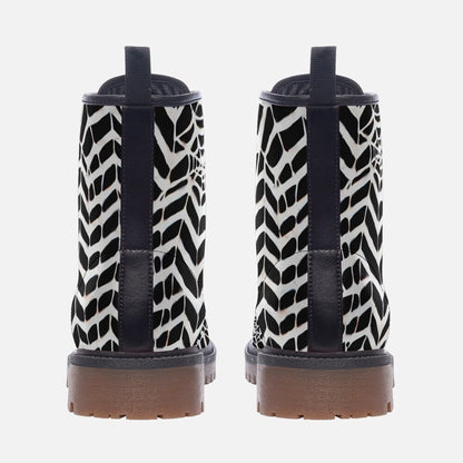 Black and White Spiderweb Casual Leather Lightweight Boots