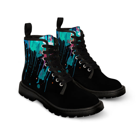 Paint Drip Black Canvas Boots