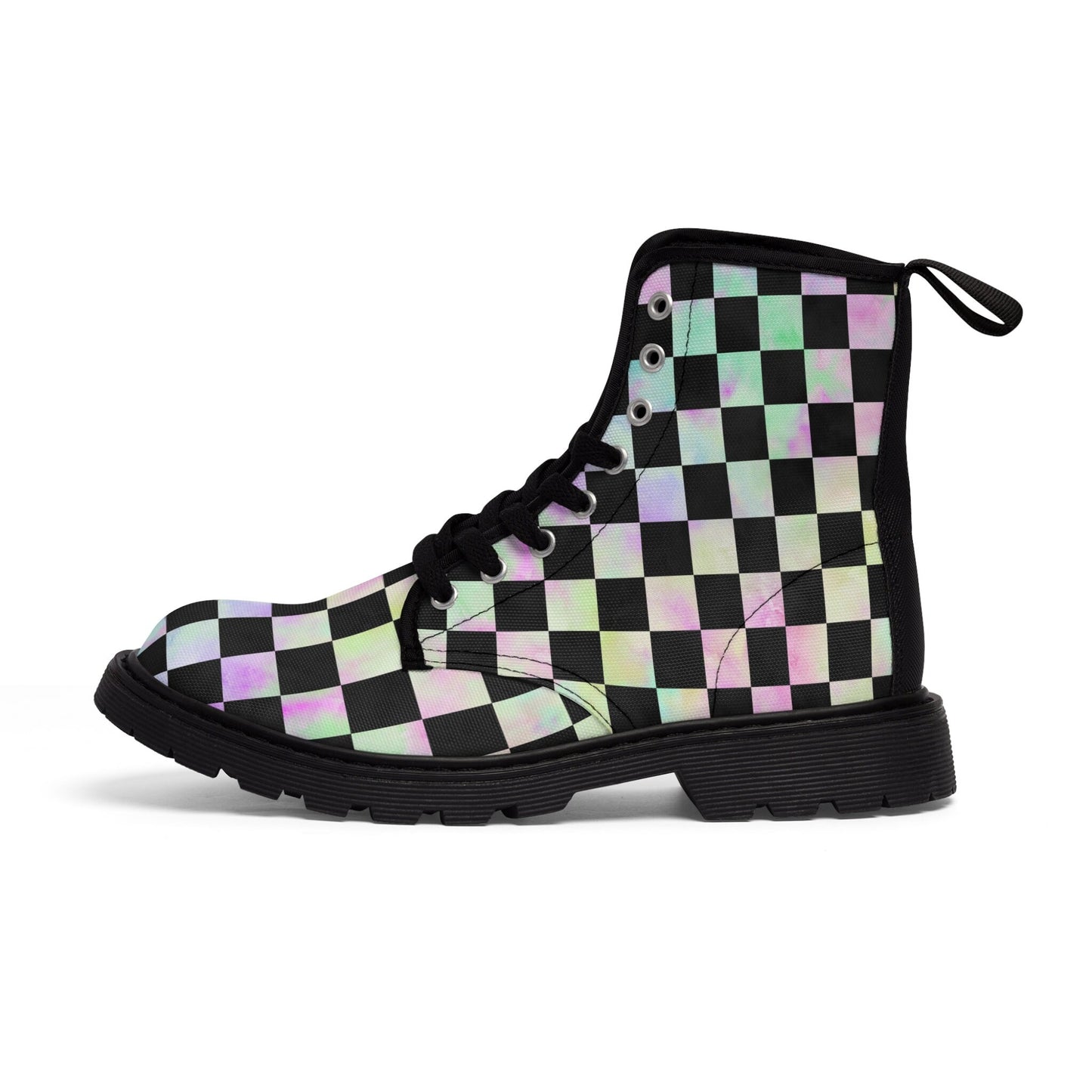 Checker Board Rainbow Canvas Boots